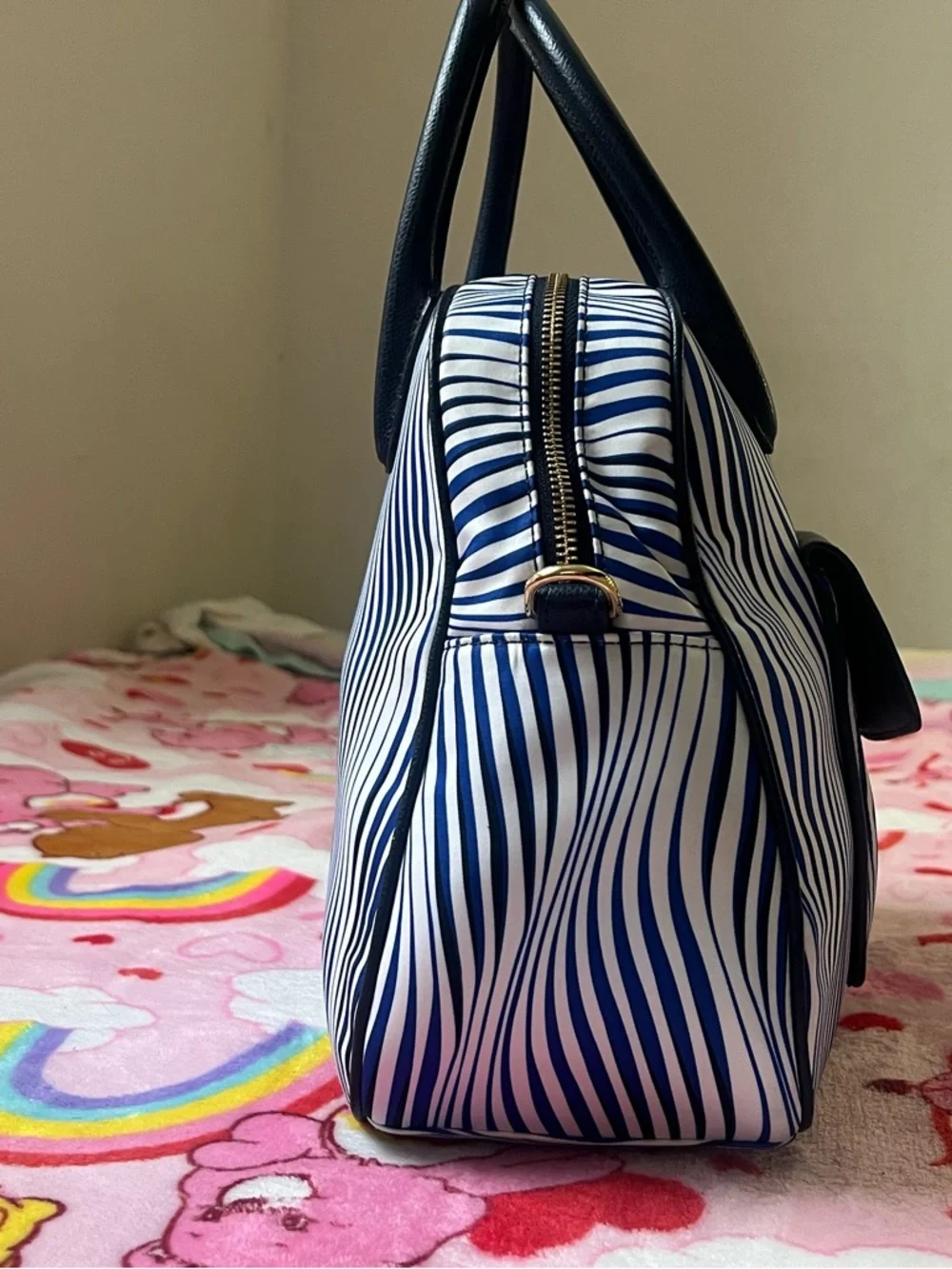Vera Bradley Navy and White Wave Stripe Satchel - Picture 9 of 16